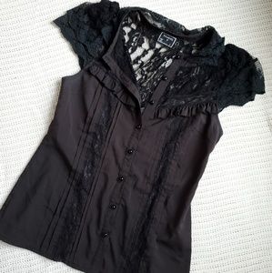 Black button down with lace detail